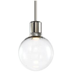 Zigrina 8&quot; LED 3CCT Clear Globe Glass Pendant, Polished Nickel Metal F