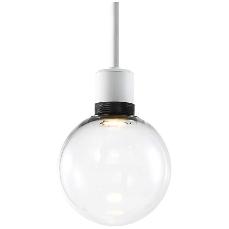 Image 1 Zigrina 8" LED 3CCT Clear Globe Glass Pendant, White & Black Metal