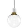 Zigrina 8" LED 3CCT Clear Globe Glass Pendant, White &#38; Brass Metal
