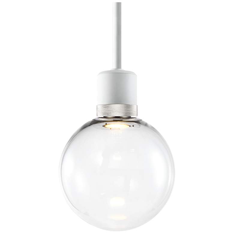 Image 1 Zigrina 8" LED 3CCT Clear Globe Glass Pendant, White & Nickel Meta