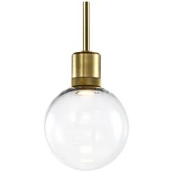 Zigrina 8" LED 3CCT Clear Globe Glass Pendant with Aged Brass Metal Fi