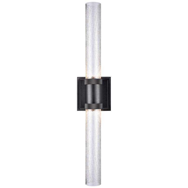 Image 1 Zigrina LED 3CCT Duo Wall Sconce, 12 inch Crackled Glass and Black Finish