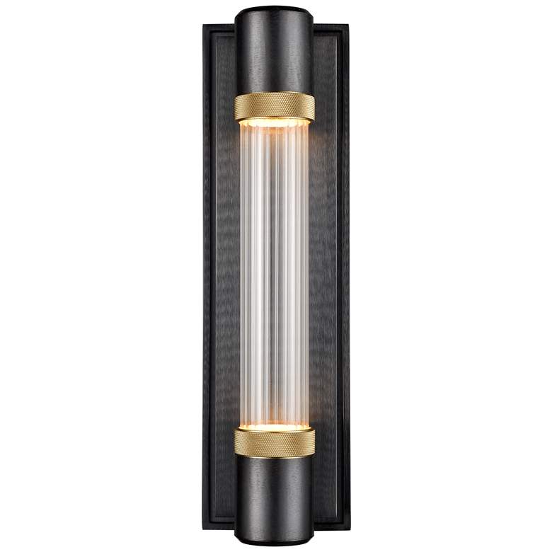 Image 1 Zigrina LED 3CCT Fuse Wall Sconce, 12" Fluted Glass, Black & Brass