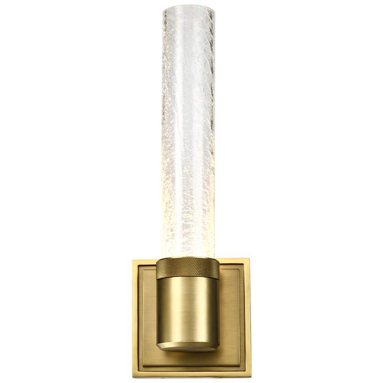 Image 1 Zigrina LED 3CCT Wall Sconce, 12" Crackled Glass and Aged Brass Finish