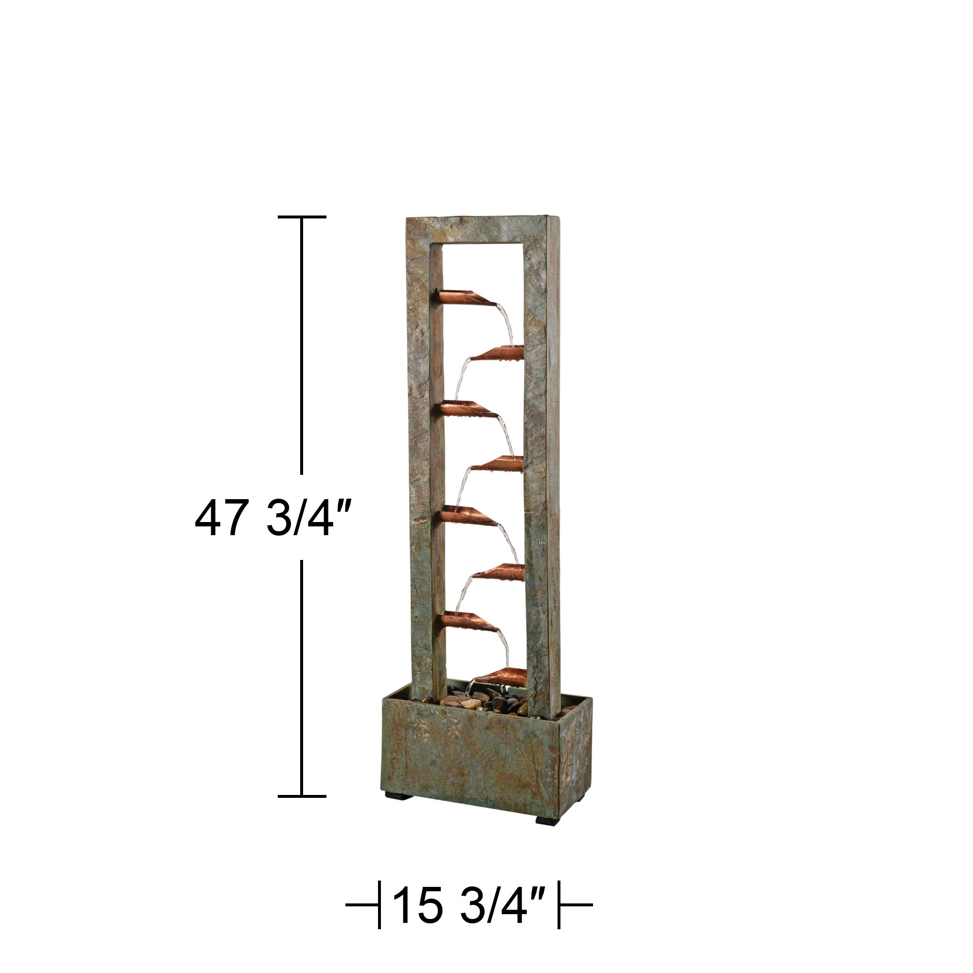 Zigzag Zen 47 3/4" High Slate and Copper Cascading Floor Fountain