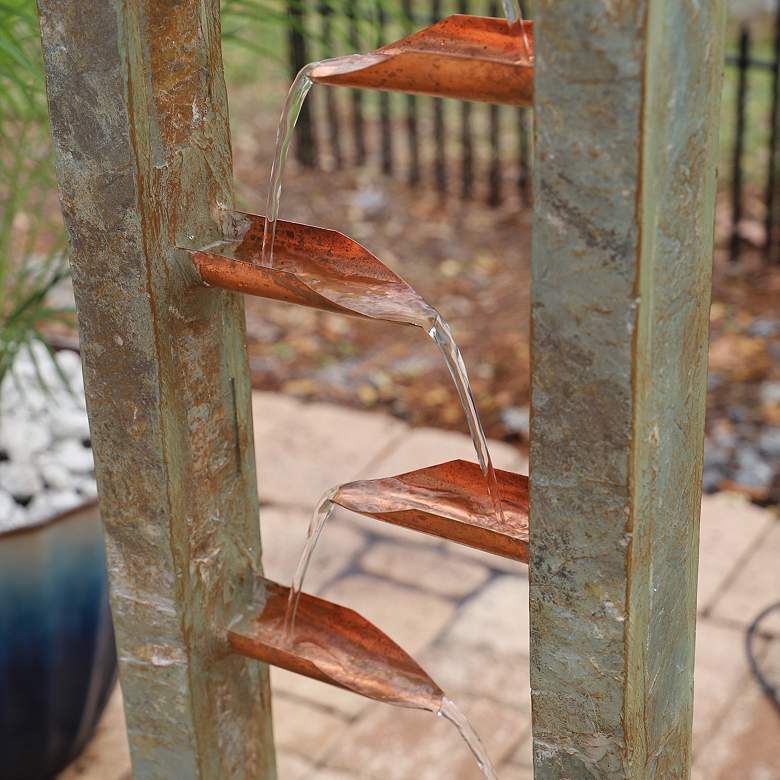 Image 7 Zigzag Zen 47 3/4" High Slate and Copper Cascading Floor Fountain more views