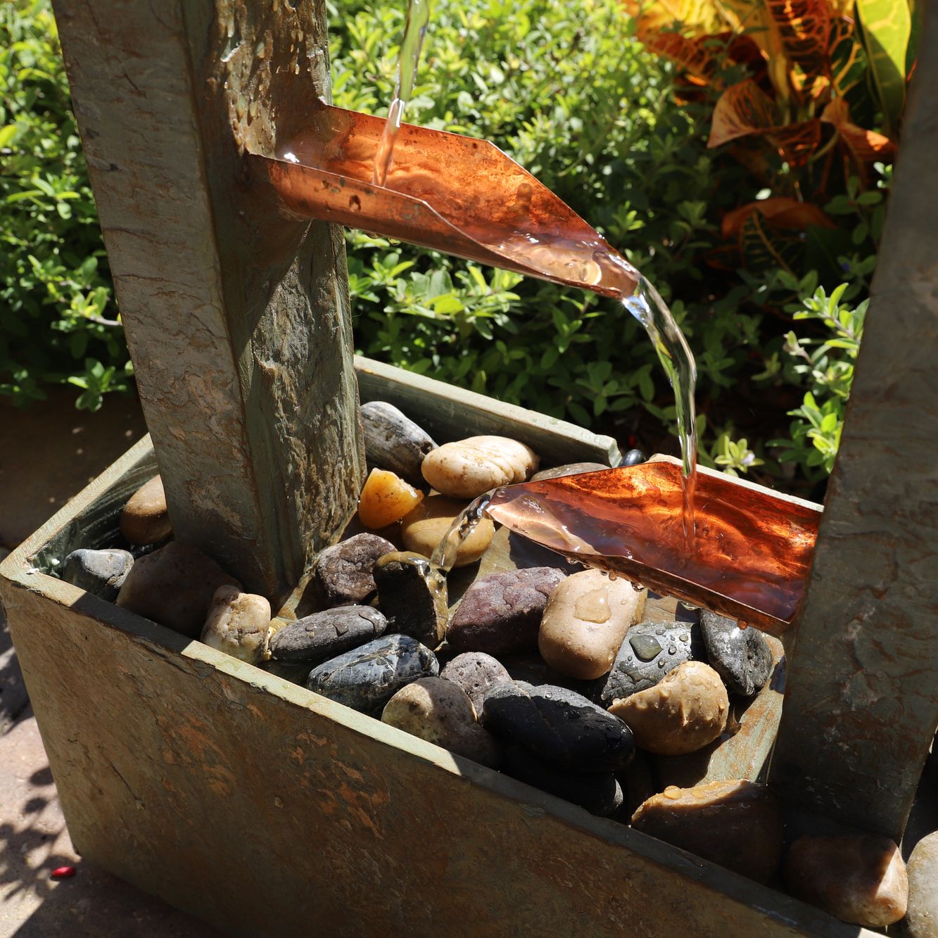 Zigzag Zen 47 3/4" High Slate and Copper Cascading Floor Fountain