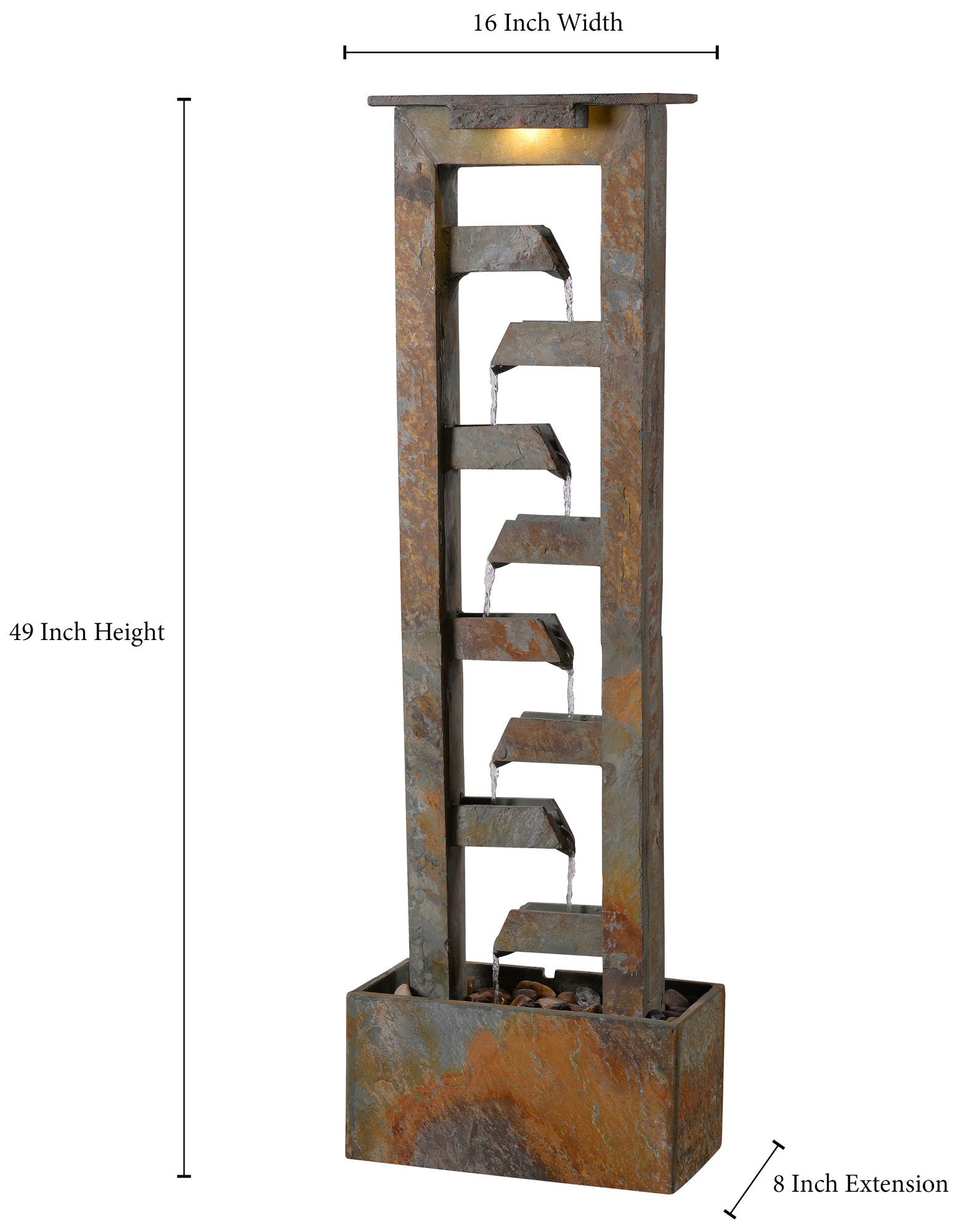 Image 3 Zigzag Zen 49" Slate Stone Waterfall Fountain with Light more views