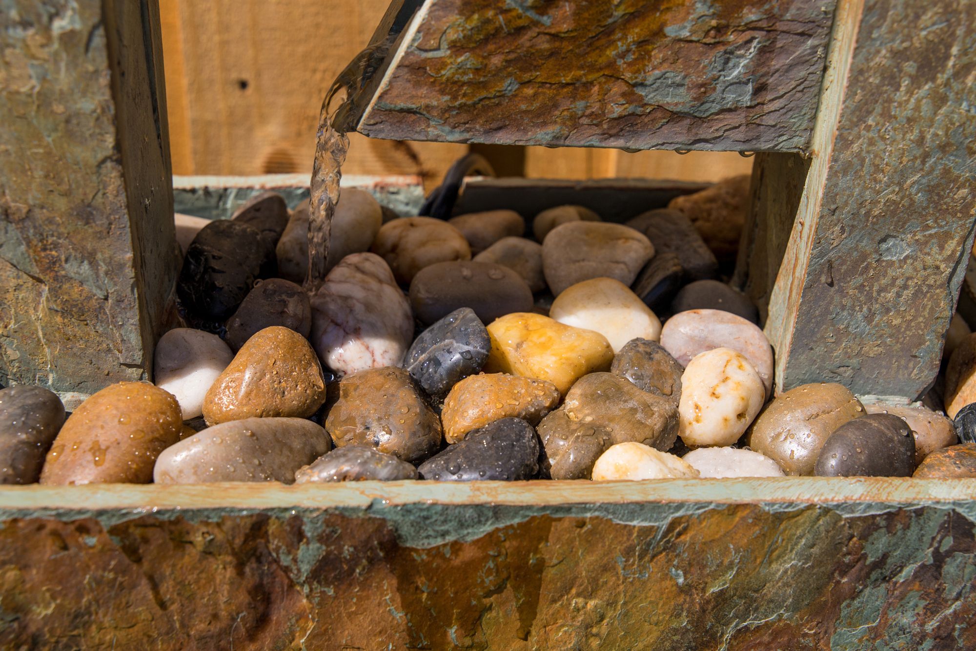 Zigzag Zen 49" Slate Stone Waterfall Fountain with Light