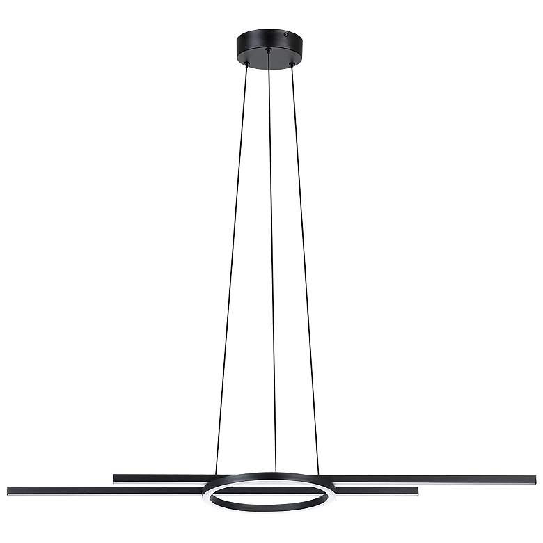 Image 1 Zillerio 45.66 inch Wide 3-Light Black LED Pendant With White Diffusers