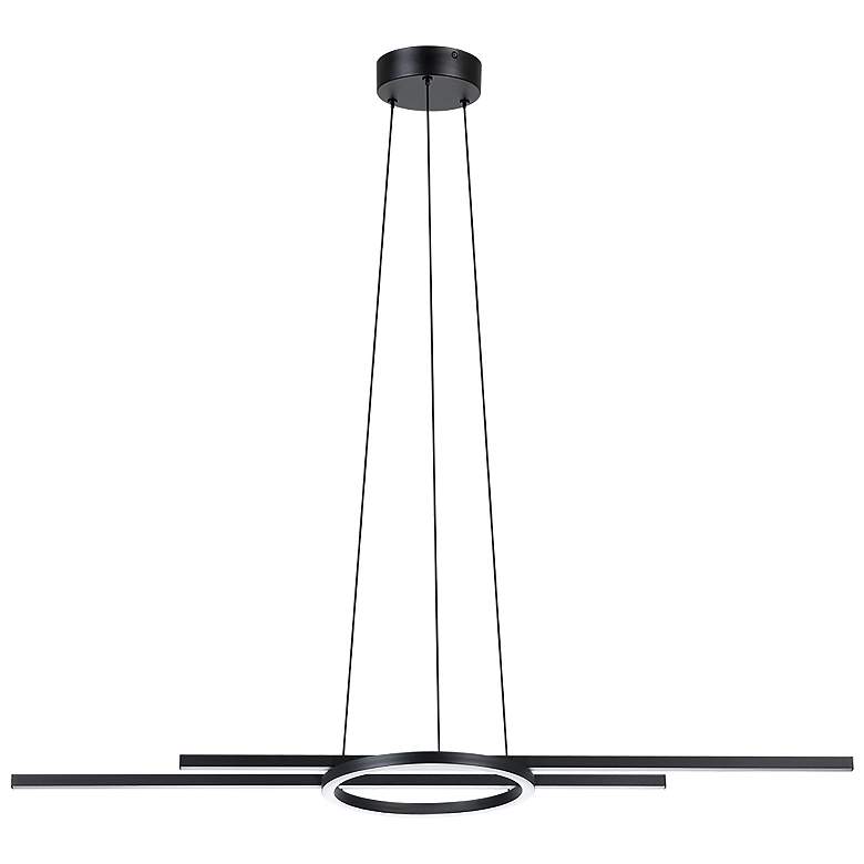Image 1 Zillerio 45.66" Wide 3-Light Black LED Pendant With White Diffusers