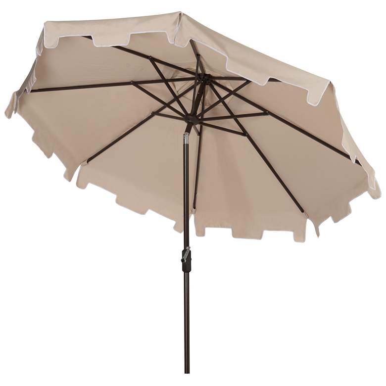 Image 1 Zimmerman Beige 9' Aluminum Market Umbrella with Flap