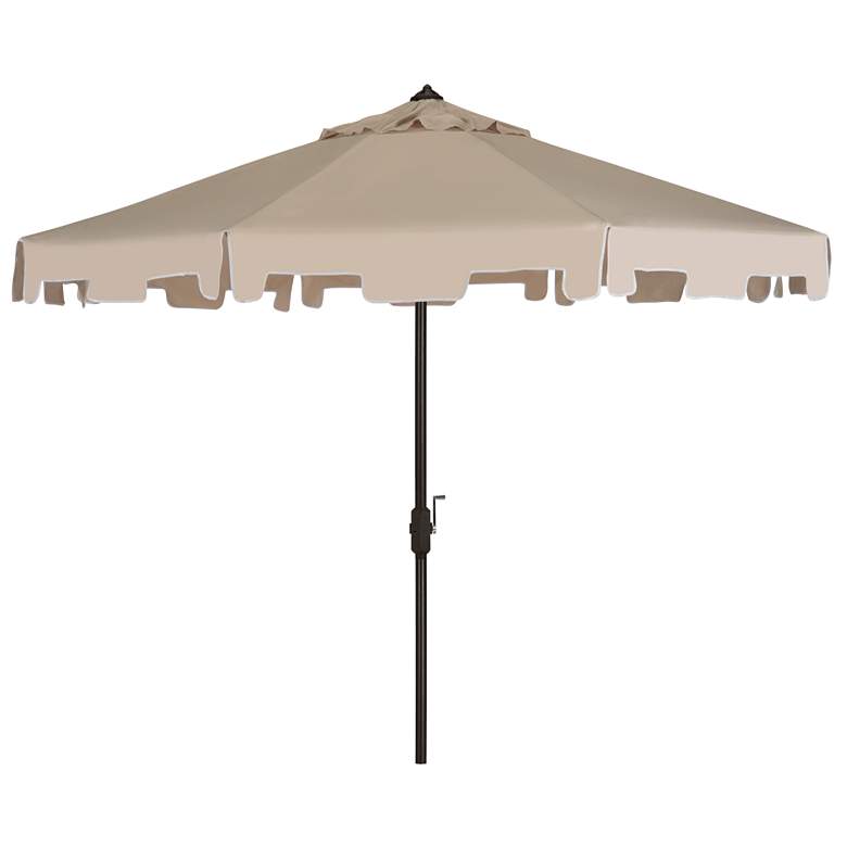 Image 2 Zimmerman Beige 9' Aluminum Market Umbrella with Flap more views