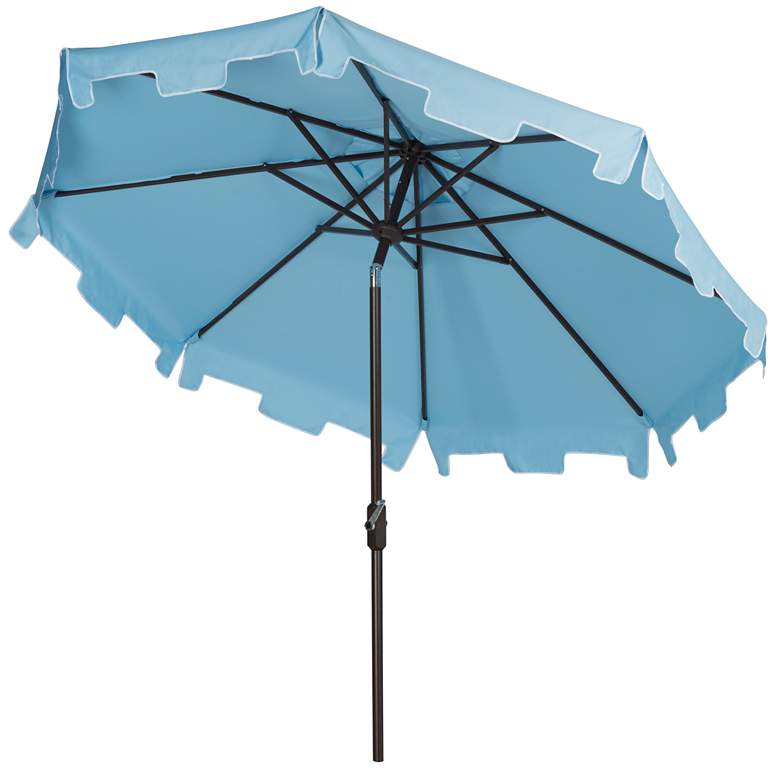 Image 1 Zimmerman Blue 9' Aluminum Market Umbrella with Flap