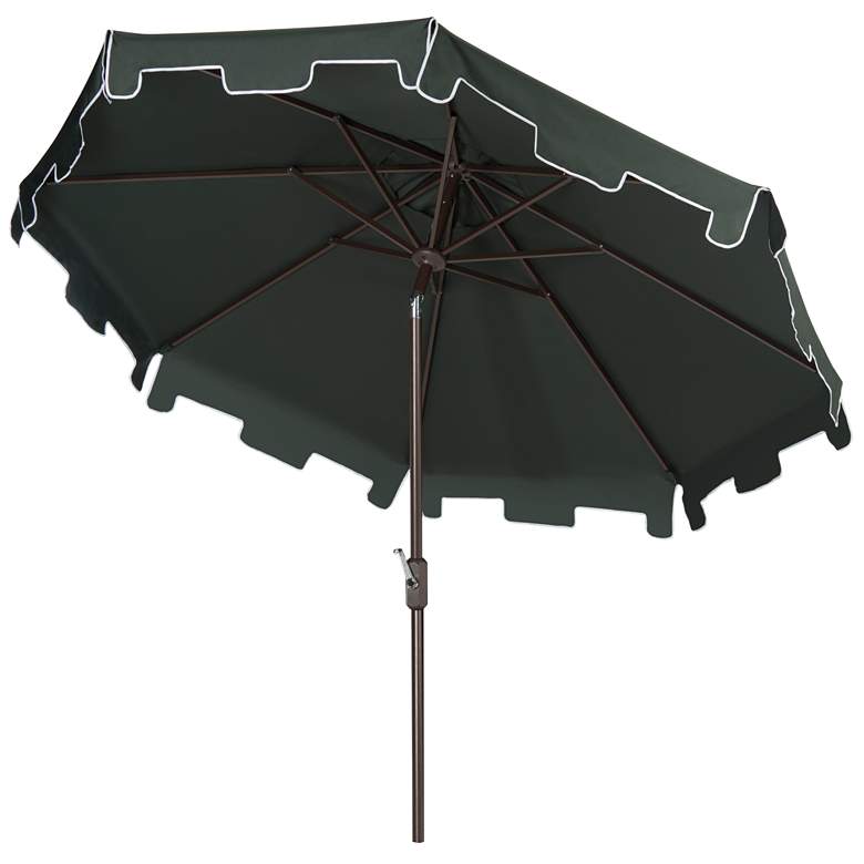 Image 1 Zimmerman Dark Green 9' Aluminum Market Umbrella with Flap