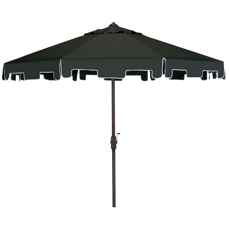 Image 2 Zimmerman Dark Green 9' Aluminum Market Umbrella with Flap more views