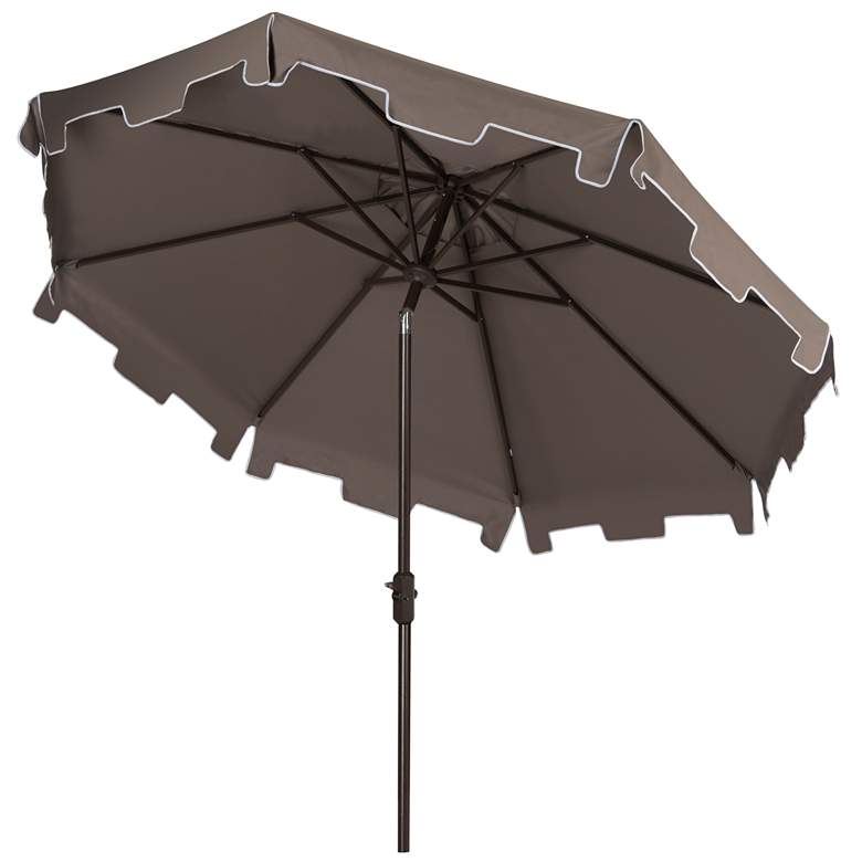 Image 1 Zimmerman Gray 9' Aluminum Market Umbrella with Flap