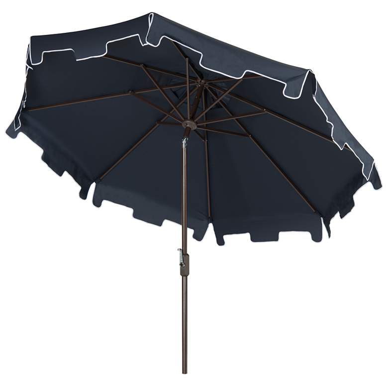 Image 1 Zimmerman Navy 9' Aluminum Market Umbrella with Flap