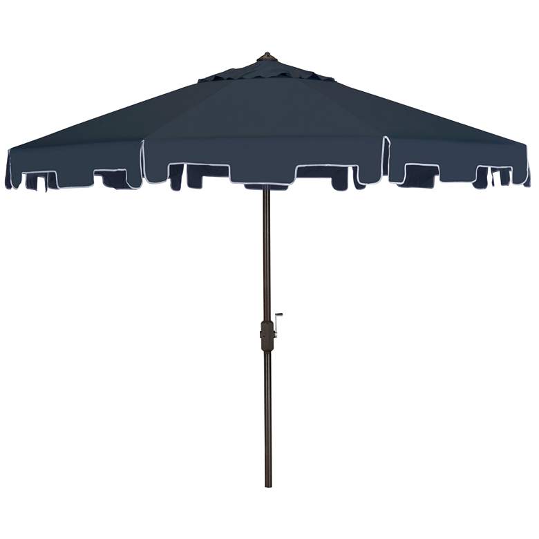 Image 2 Zimmerman Navy 9' Aluminum Market Umbrella with Flap more views