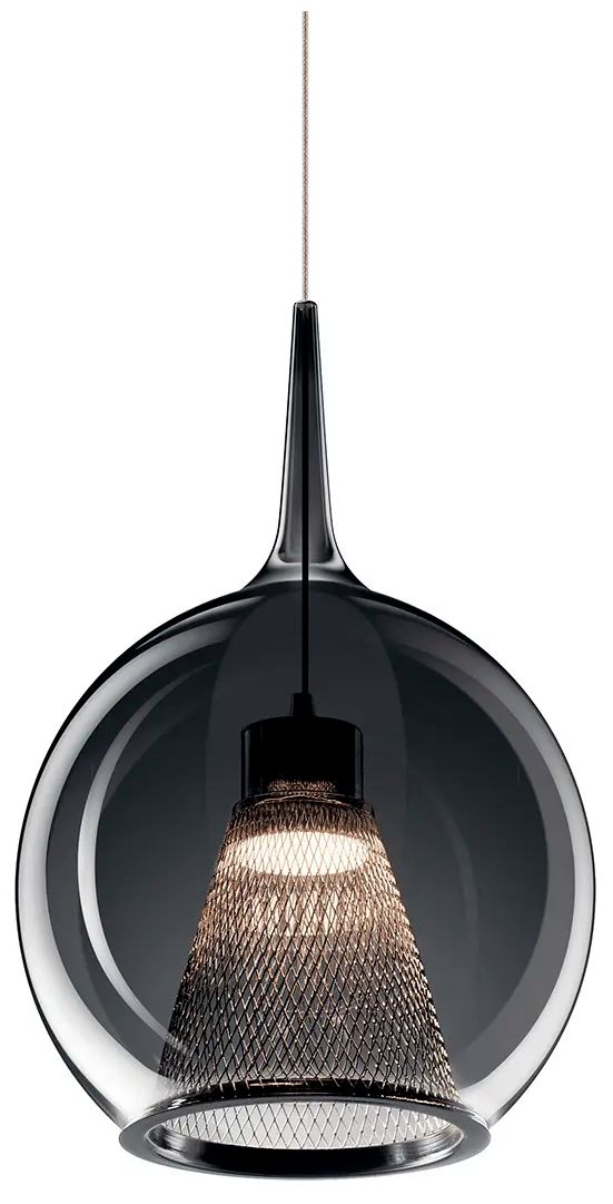 Image 2 Zin 10-Inch 1-Light Chrome Round LED Mini Pendant with Smoked Glass more views