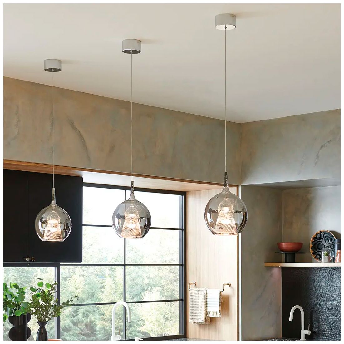 Image 3 Zin 10-Inch 1-Light Chrome Round LED Mini Pendant with Smoked Glass more views