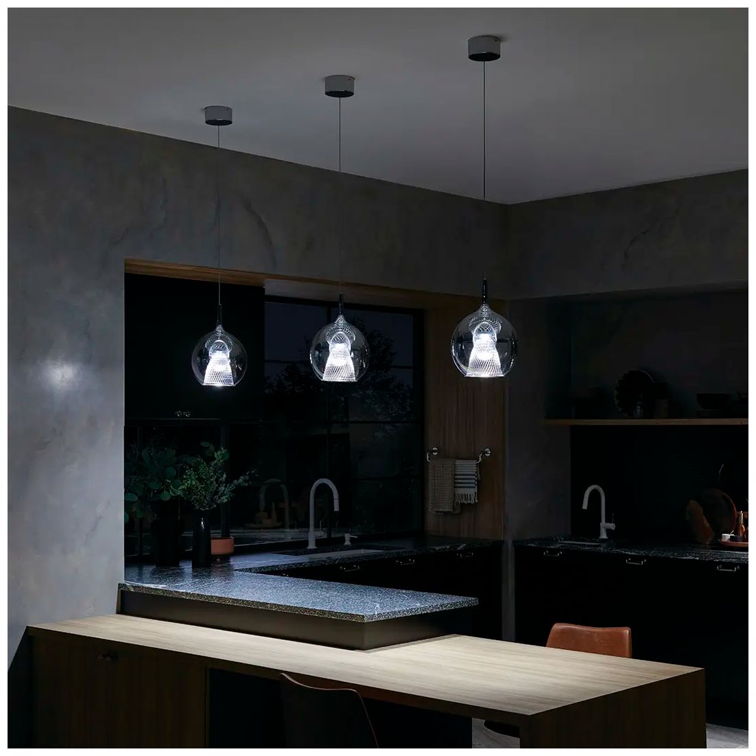 Image 4 Zin 10-Inch 1-Light Chrome Round LED Mini Pendant with Smoked Glass more views