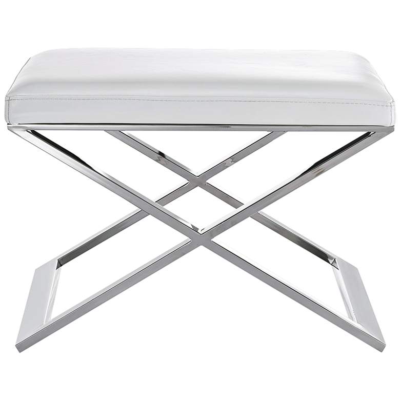 Image 1 Zino White Faux Leather and Stainless Steel Ottoman