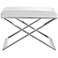 Zino White Faux Leather and Stainless Steel Ottoman