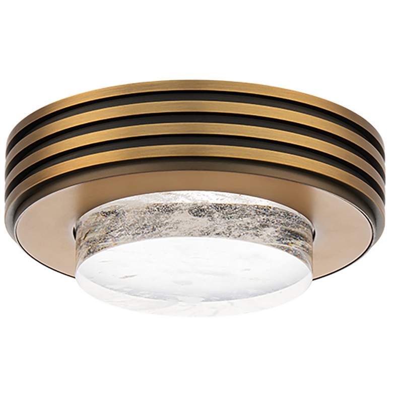 Image 2 Zircle 3"H x 8"W 1-Light Crystal Flush Mount in Aged Brass