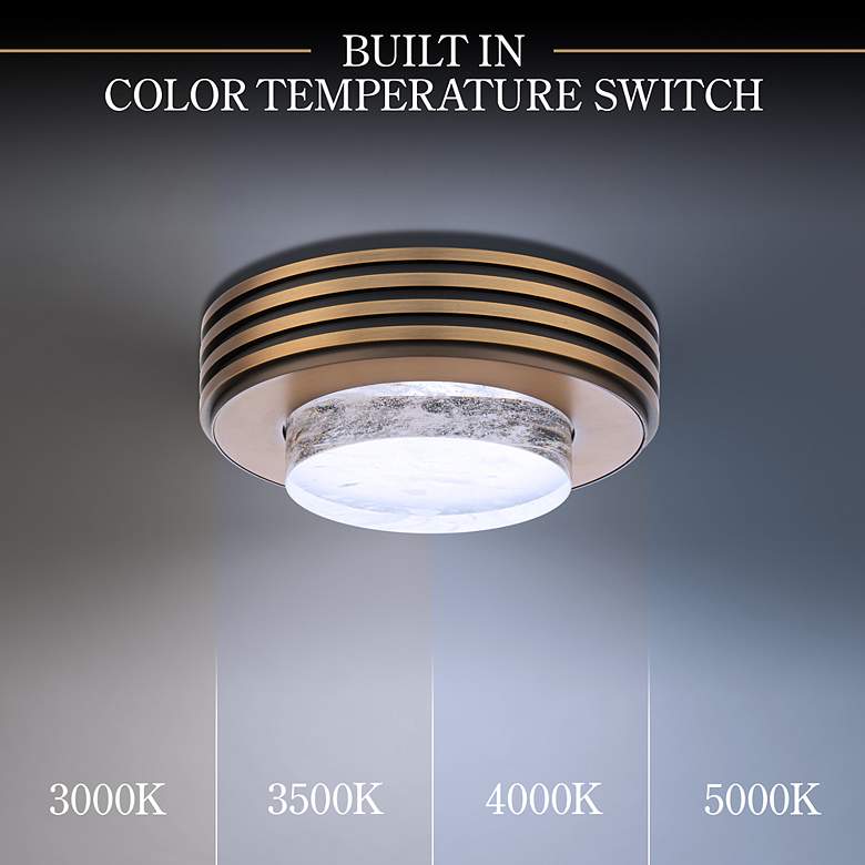 Image 4 Zircle 3"H x 8"W 1-Light Crystal Flush Mount in Aged Brass more views