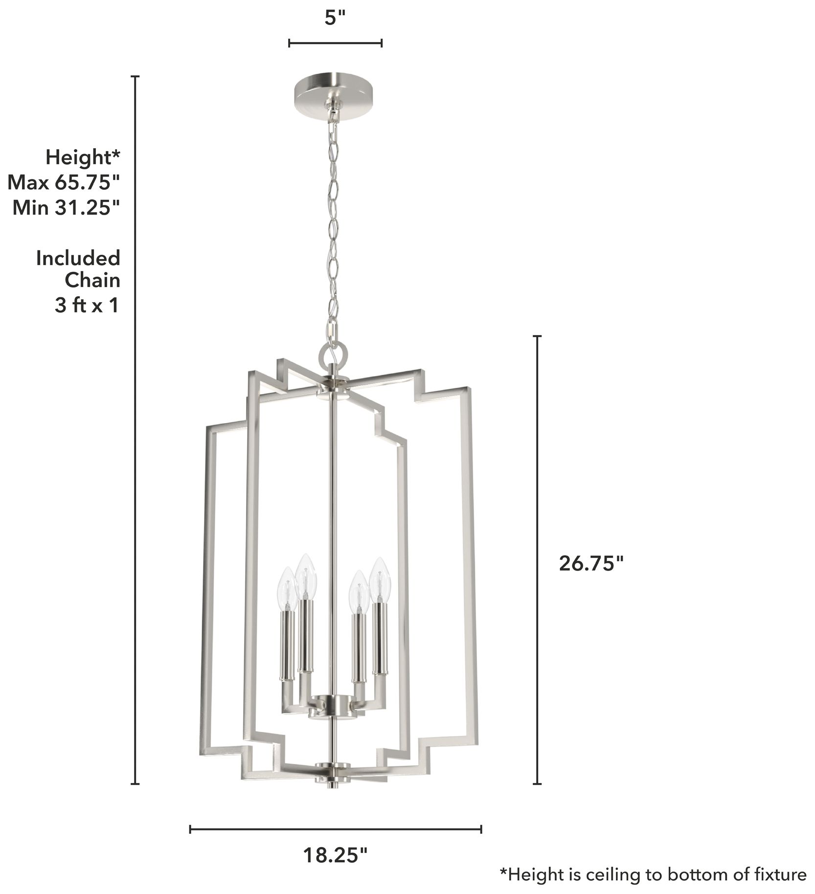 Image 4 Zoanne 4 Light Pendant 26H BN more views