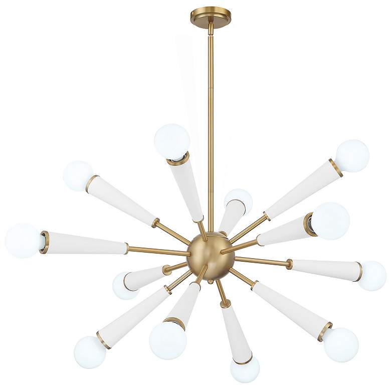 Image 1 Zodiac 12 Light Aged Brass + Matte White Chandelier