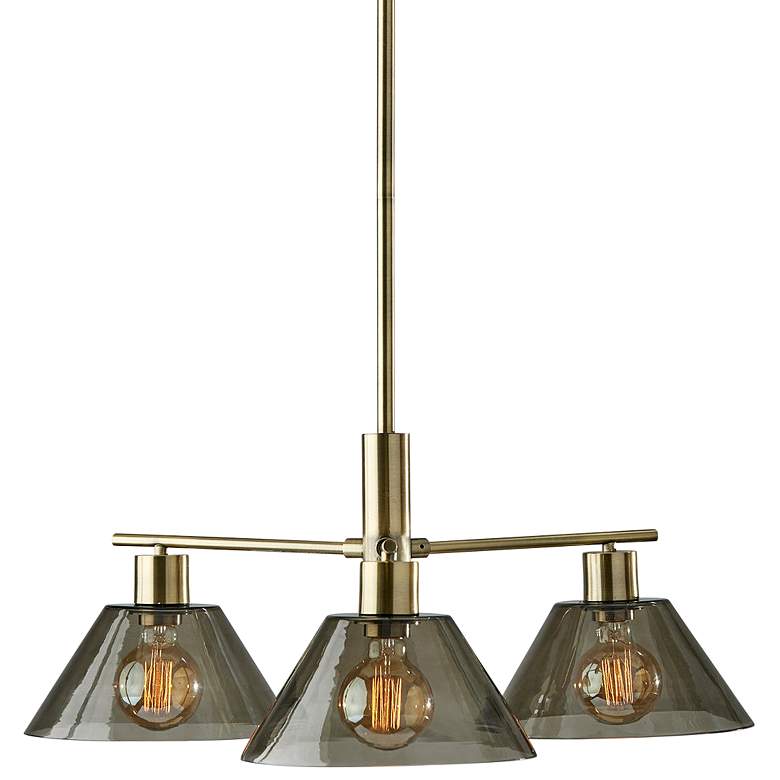 Image 3 Zoe 25 1/2" Wide Antique Brass Metal 3-Light Chandelier