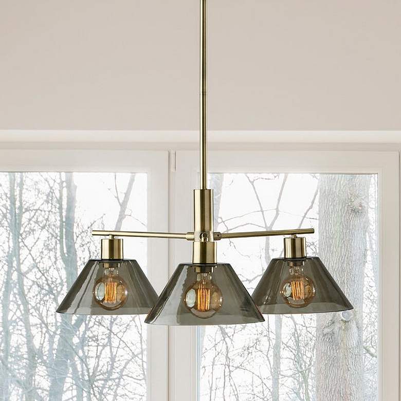 Image 2 Zoe 25 1/2" Wide Antique Brass Metal 3-Light Chandelier