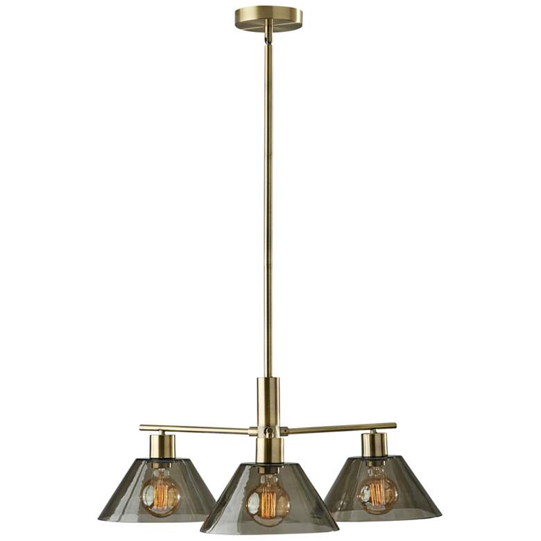 Image 7 Zoe 25 1/2" Wide Antique Brass Metal 3-Light Chandelier more views