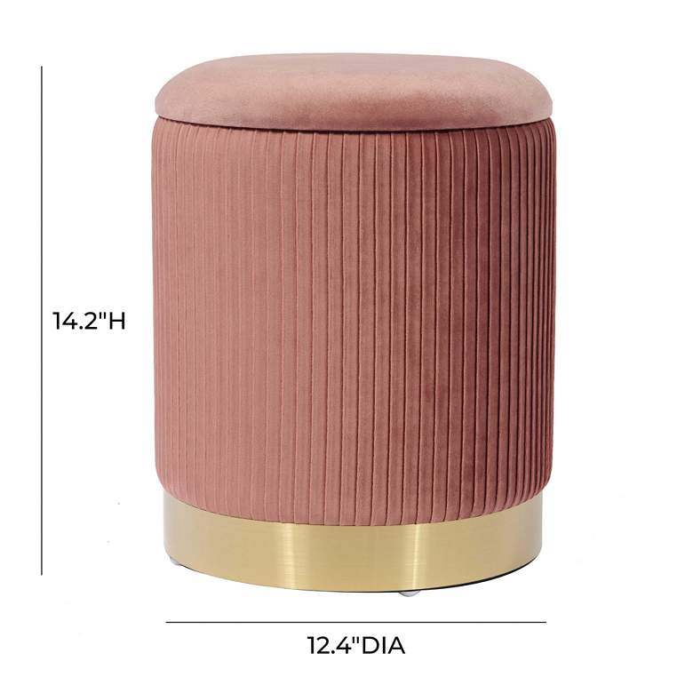 Image 6 Zoe Blush Velvet Ribbed Fabric Round Storage Ottoman more views