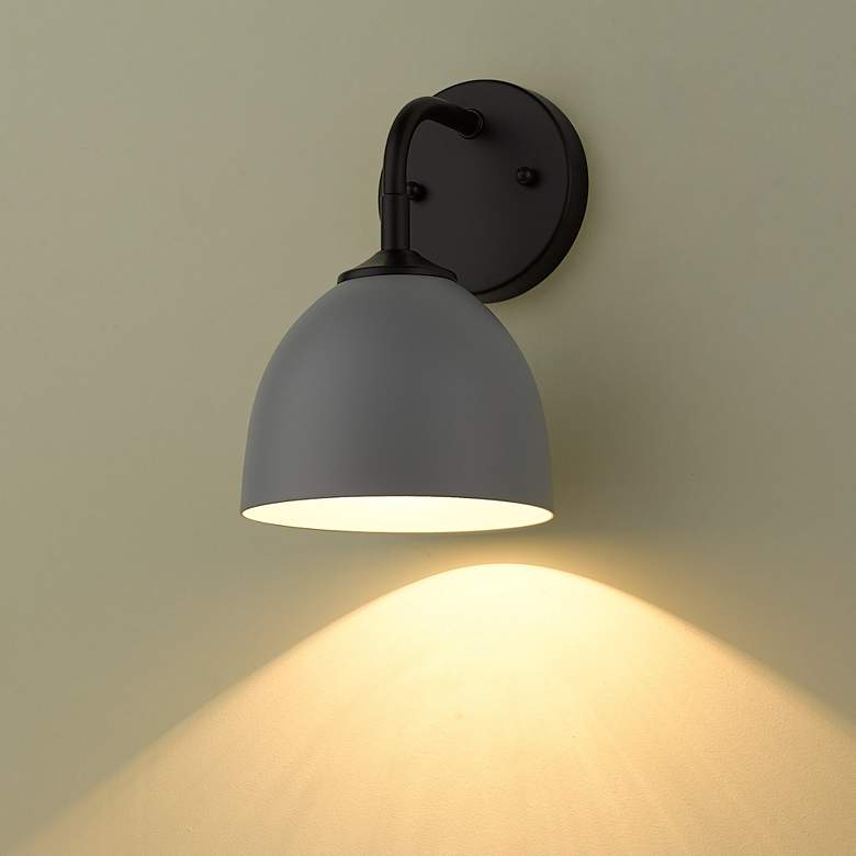 Image 1 Zoey 10" High Matte Black and Gray Wall Sconce