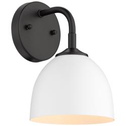 Zoey 10&quot; High Matte Black and White Wall Sconce