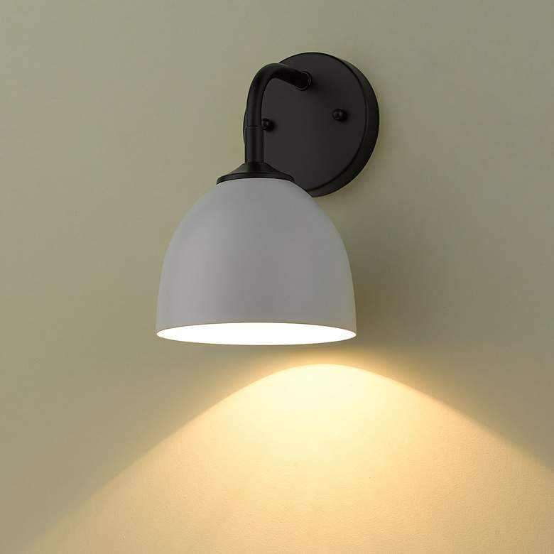 Image 1 Zoey 10" High Matte Black and White Wall Sconce
