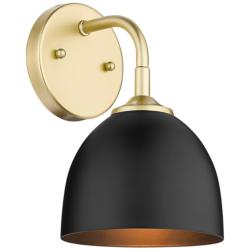 Zoey 10&quot; High Olympic Gold and Matte Black Wall Sconce