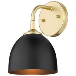 Zoey 10" High Olympic Gold and Matte Black Wall Sconce