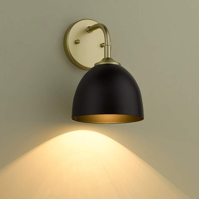 Image 1 Zoey 10" High Olympic Gold and Matte Black Wall Sconce