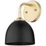 Zoey 10" High Olympic Gold and Matte Black Wall Sconce