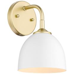 Zoey 10&quot; High Olympic Gold and Matte White Wall Sconce