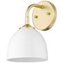 Zoey 10" High Olympic Gold and Matte White Wall Sconce