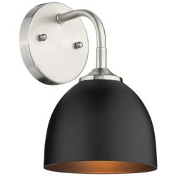 Zoey 10&quot; High Pewter and Matte Black Wall Sconce