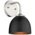 Zoey 10" High Pewter and Matte Black Wall Sconce