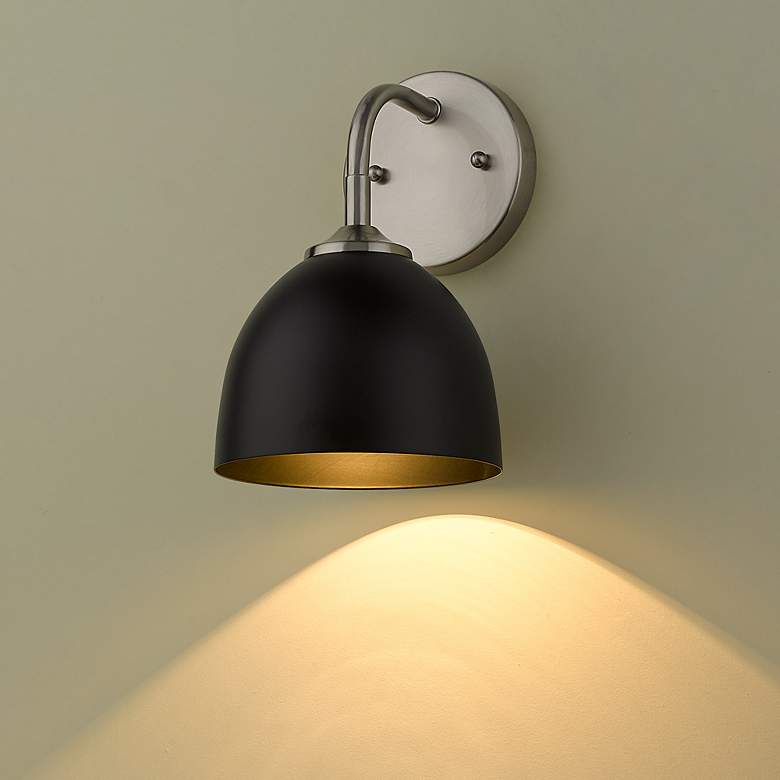 Image 1 Zoey 10" High Pewter and Matte Black Wall Sconce