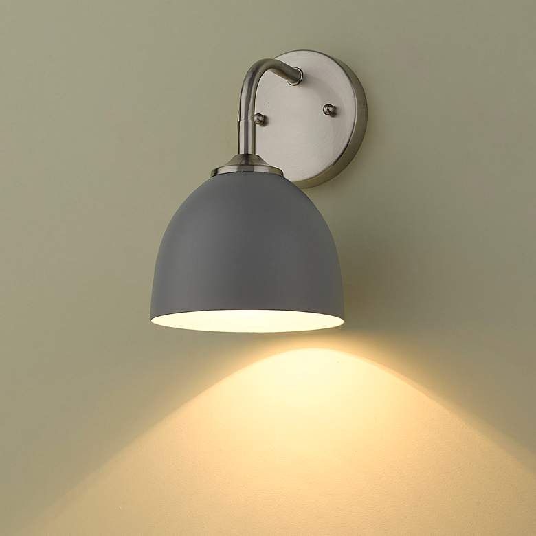 Image 1 Zoey 10" High Pewter and Matte Gray Wall Sconce