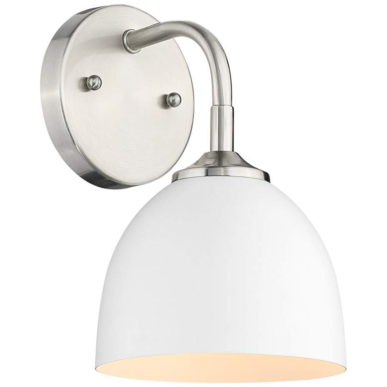 Image 2 Zoey 10" High Pewter and Matte White Wall Sconce